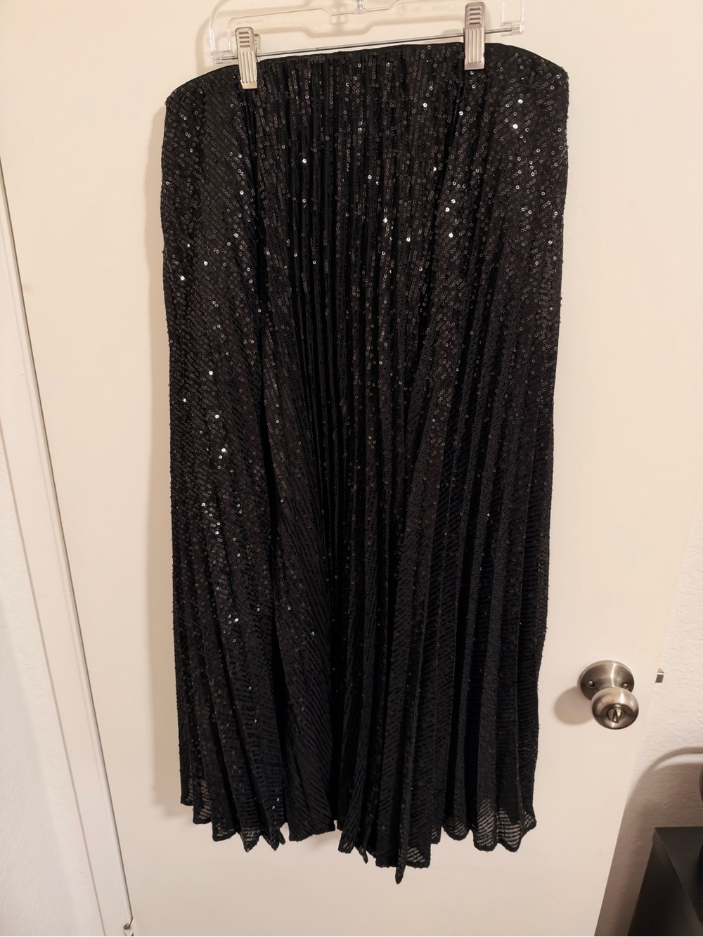 Banana Republic Black Sequin Pleated Midi Skirt